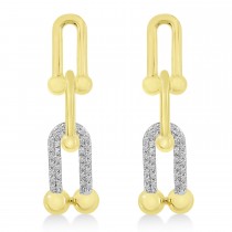 Diamond U-Link Horseshoe Paperclip Earrings 14k Yellow Gold (0.27ct)