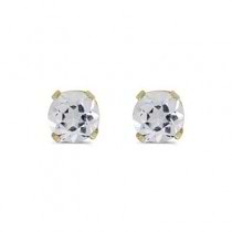 Round White Topaz Stud Earrings in 14k Yellow Gold (0.60ct)