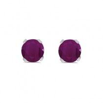 Round Ruby Studs Earrings in 14k White Gold (0.60ct)