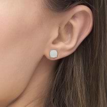 Round Opal Studs Earrings in 14k White Gold (0.60ct)