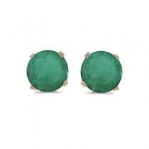 0.96ct Emerald Stud Earrings May Birthstone 14k Yellow Gold