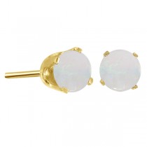Round Opal Stud Earrings in 14K Yellow Gold (0.40 ct)