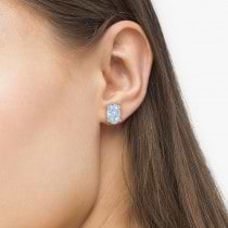 Oval Aquamarine Studs March Birthstone Earrings 14k White Gold (0.80ct)
