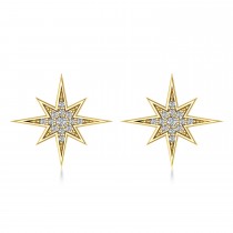 Diamond Adorned North Star Earrings 14k Yellow Gold (0.16ct)