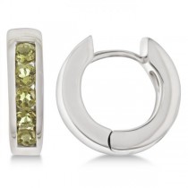 Peridot Hoop Earrings Channel Set Sterling Silver (0.80ct)