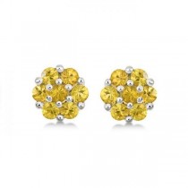 Flower Cluster Yellow Sapphire Earrings Sterling Silver (1.26ct)