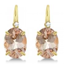 Morganite Drop Earrings with Accent Diamond 14K Yellow Gold 2.22ct