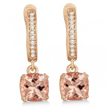 Morganite & Diamond Earrings Sterling & 14k Rose Gold Plating 2.63ct