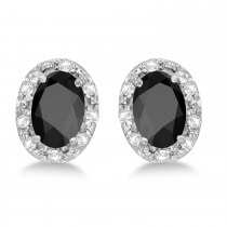 Diamond and Black Onyx Earrings 14k White Gold (1.10ct)