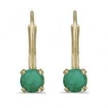 Emerald Lever-Back Drop Earrings 14k Yellow Gold (0.50ctw)