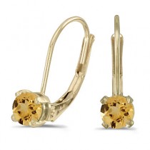 0.40ct Round Citrine Lever-Back Drop Earrings 14k Yellow Gold