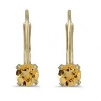 0.40ct Round Citrine Lever-Back Drop Earrings 14k Yellow Gold