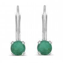 Emerald Lever-Back Drop Earrings 14k White Gold (0.50ctw)