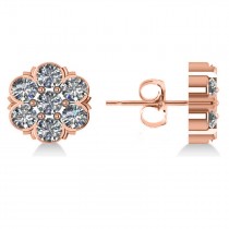 Diamond Flower Cluster Stud Earrings 14k Rose Gold (2.10ct)