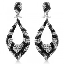 French Clip Black Diamond Marquise Earrings 14k White Gold (4.50ct)