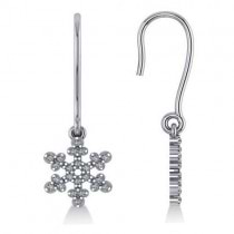 Diamond  Snowflake Loop Earrings 14k White Gold (0.24ct)