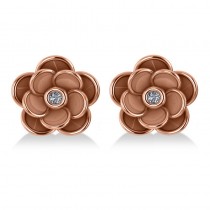 Diamond Round Flower Earrings 14k Rose Gold (0.03ct)