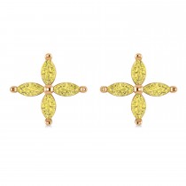 Yellow Diamond Marquise Stud Earrings 14k Rose Gold (1.00 ctw)