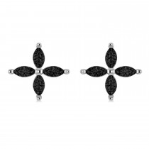 Black Diamond Marquise Stud Earrings 14k White Gold (1.44 ctw)