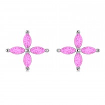 Pink Sapphire Marquise Stud Earrings 14k White Gold (1.92 ctw)