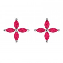 Ruby Marquise Stud Earrings 14k White Gold (1.92 ctw)
