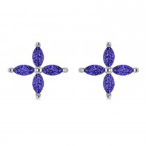 Tanzanite Marquise Stud Earrings 14k White Gold (1.20 ctw)