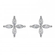 Diamond Marquise Stud Earrings 14k White Gold (1.44 ctw)