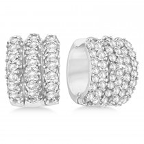 Diamond Cluster Huggie Earrings in 14k White Gold (3.00 ctw)