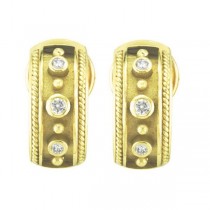 Round Diamond Bezel-Set Omega-Clip Earrings 18K Yellow Gold (0.22ct)