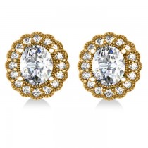 Diamond Floral Oval Halo Earrings 14k Yellow Gold (4.96ct)