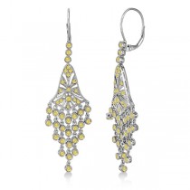 Fancy Yellow Canary Diamond Chandelier Earrings 14k White Gold (2.27ct)