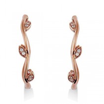 Diamond Accented Vine Leaf Loop Earrings 14k Rose Gold (0.36ct)