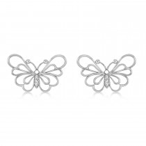 Diamond Butterflies Earrings 14k White Gold (0.01ct)