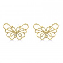 Diamond Butterflies Earrings 14k Yellow Gold (0.01ct)