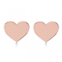 Heart Stud Earrings Plain Metal 14k Rose Gold