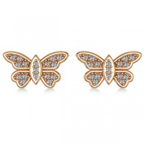 Diamond Butterfly Earrings 14k Rose Gold (0.16ct)