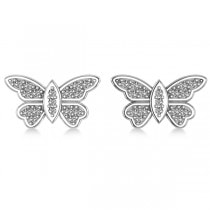 Diamond Butterfly Earrings 14k White Gold (0.16ct)