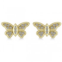 Diamond Butterfly Earrings 14k Yellow Gold (0.16ct)