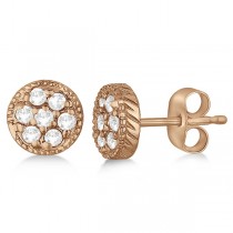 Antique Style Push Back Diamond Earrings Milgrain Edged 14k Rose Gold (0.30ct)