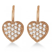 Euro Wire Diamond Heart-Shape Earrings 14K Rose Gold (0.50ct)