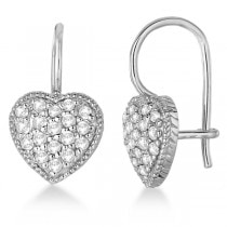 Euro Wire Diamond Heart-Shape Earrings 14K White Gold (0.50ct)