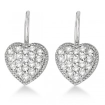 Euro Wire Diamond Heart-Shape Earrings 14K White Gold (0.50ct)