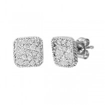 Round Diamond Square Shaped Earrings in 14K White Gold (0.50ct)