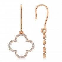 Diamond Clover Drop Earrings 14K Rose Gold (0.56ct)