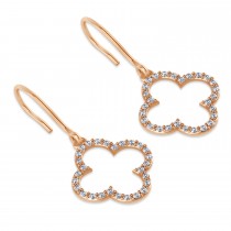 Diamond Clover Drop Earrings 14K Rose Gold (0.56ct)