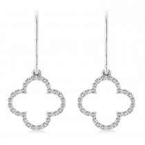 Diamond Clover Drop Earrings 14K White Gold (0.56ct)