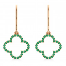 Emerald Clover Drop Earrings 14K Rose Gold (0.56ct)