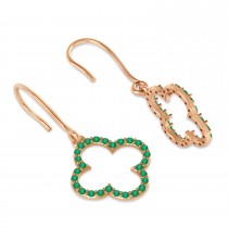 Emerald Clover Drop Earrings 14K Rose Gold (0.56ct)
