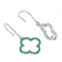 Emerald Clover Drop Earrings 14K White Gold (0.56ct)