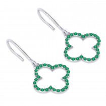 Emerald Clover Drop Earrings 14K White Gold (0.56ct)